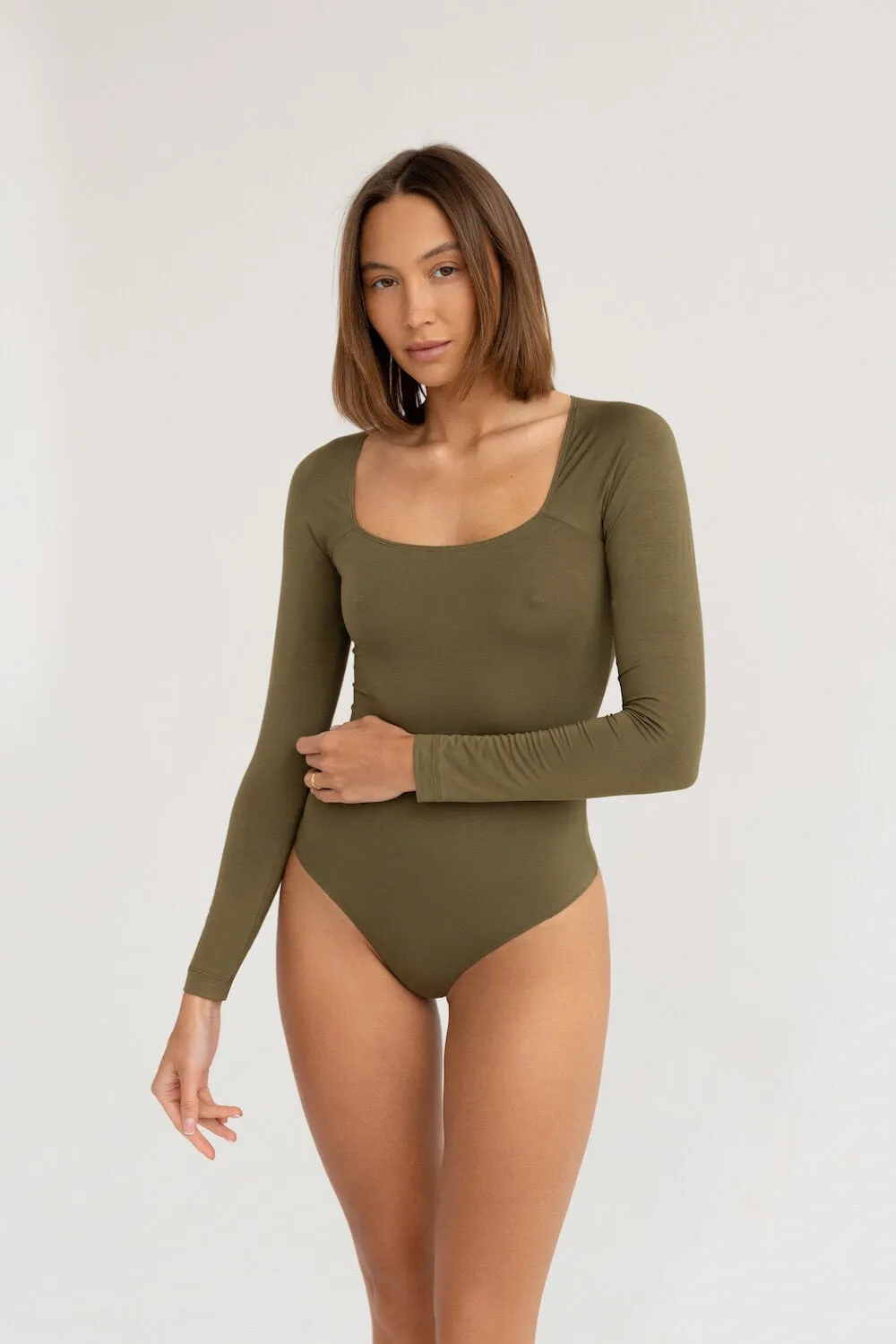Bamboo Body With Wide Neckline Olive
